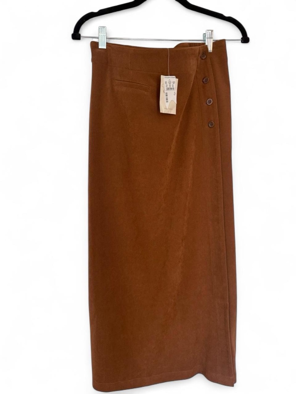 Christopher & Banks Long Brown High-Waist Maxi Skirt with Side Buttons